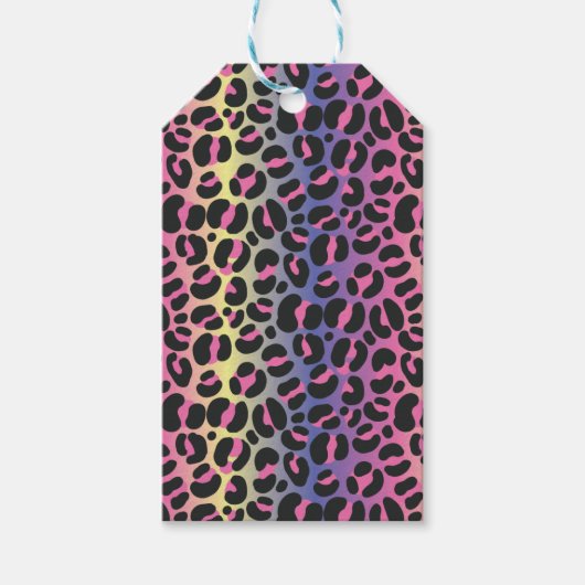 Dierprintpatroon met regenboogluipaard cadeaulabel (Voorkant)