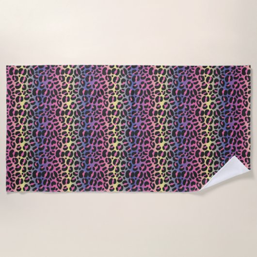 Dierprintpatroon met regenboogluipaard strandlaken (Voorkant)