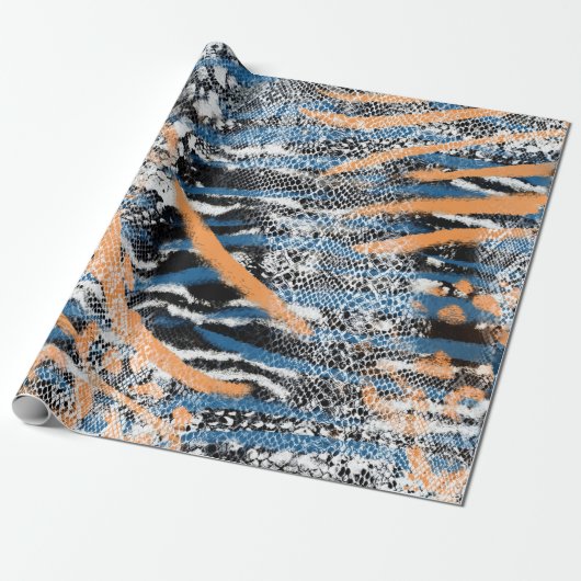 Dierprintpatroon van wilde dieren cadeaupapier (Uitgerold)