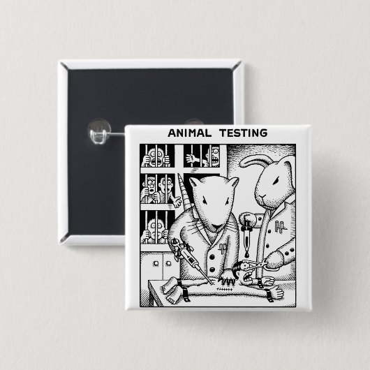 Dierproeven Vierkante Button 5,1 Cm (Voorkant /achterkant)