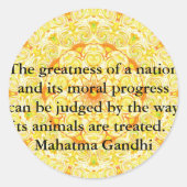 dierrechtenquote - Mahatma Gandhi Ronde Sticker (Voorkant)