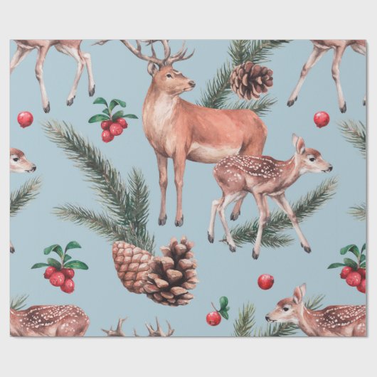 dierschets schema met hertendenpijnbomen en twi cadeaupapier (Vlak)