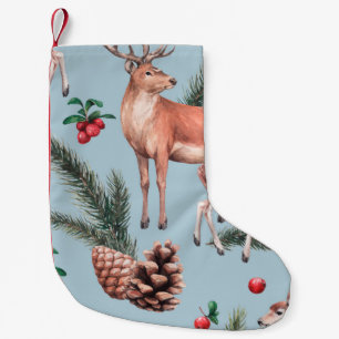 dierschets schema met hertendenpijnbomen en twi kleine kerstsok