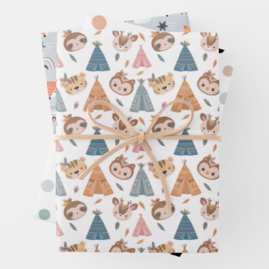 Dierstip en regenbogen inpakpapier vel (In situ)