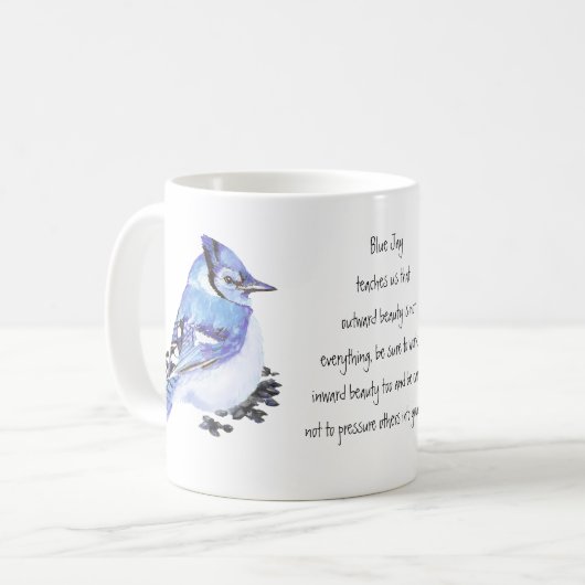 Diertemblauw Jay Inspirerend Natuur Guide Koffiemok (Voorkant links)