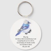 Diertemblauw Jay Inspirerend Natuur Guide Sleutelhanger (Voorkant)