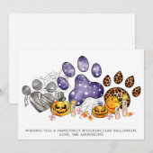 Dierverf Drukt pompoen Dog Kat Pet Halloween Feestdagenkaart (Voorkant / Achterkant)