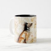 Diervertegenwoordiging, nieuwigheidsobject, plank, tweekleurige koffiemok (Voorkant links)