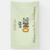 Diervorm kalligrafie wild één verjaardag spandoek (Verticaal)