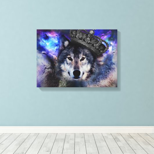 Dierwolf in kroon canvas afdruk (Insitu (Houten vloer))