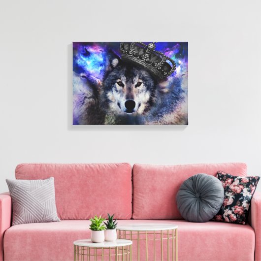 Dierwolf in kroon canvas afdruk (Insitu (Woonkamer))