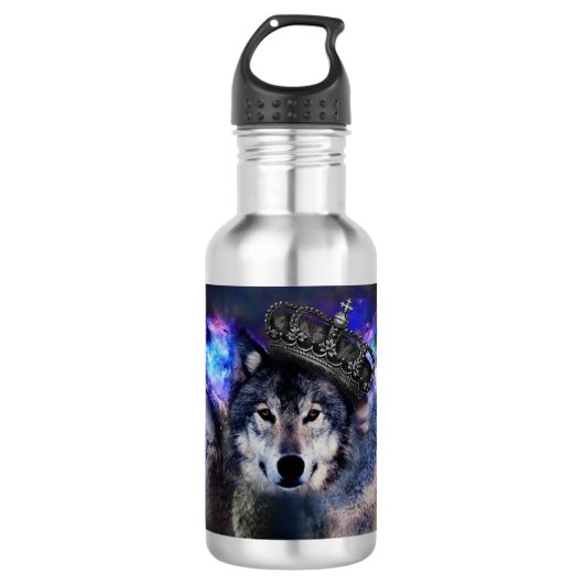 Dierwolf in kroon waterfles (Voorkant)