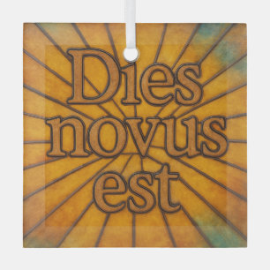 Dies Novus Est Het is een nieuwe dag "Glas in lood Glas Ornament