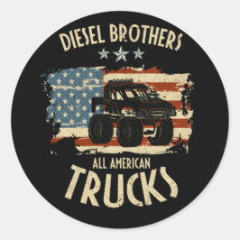 Diesel Brothers Flag All American Truck Seal Ronde Sticker