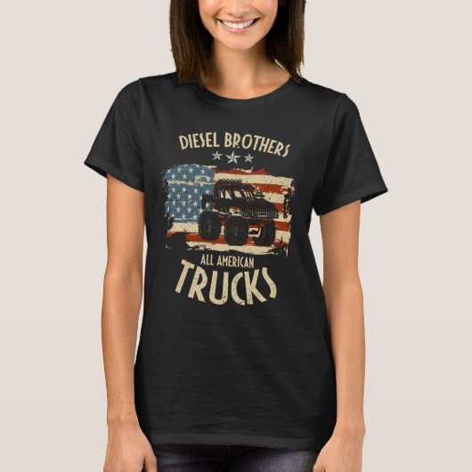 Diesel Brothers Flag All American Truck Seal T-shirt (Voorkant)