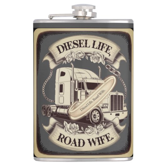 Diesel Leven...Weg Vrouw Heupfles (Voorkant)