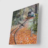 Diesel Locomotief Trein Bewegen & Bladeren Vierkante Klok (Hoek)