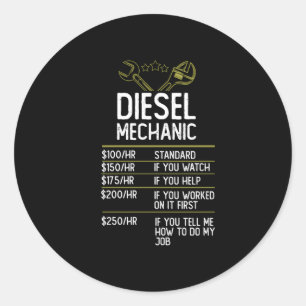 Diesel Mechanic Craftsman Gift Cadeau Idee Ronde Sticker