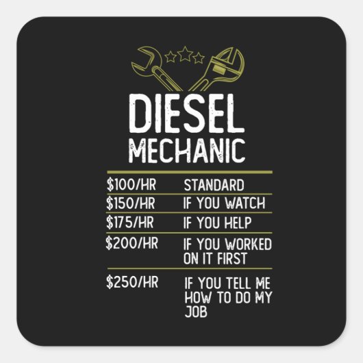 Diesel Mechanic Craftsman Gift Cadeau Idee Vierkante Sticker (Voorkant)