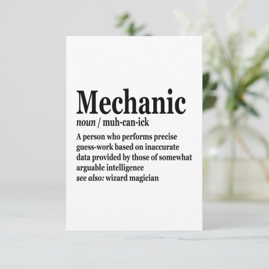 Diesel Mechanic Definition Funny Repairman Vader Bedankkaart (Staand voorkant)