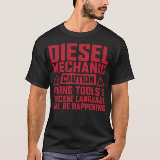 Diesel Mechanic Flying Tools Grappig T-shirt (Voorkant)