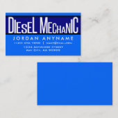Diesel Mechanic Funky Tekst Blauw Visitekaartje (Voorkant / Achterkant)