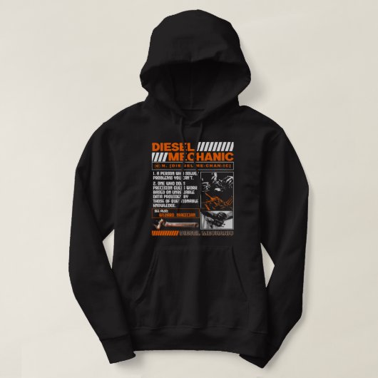Diesel Mechanic Funny Auto Truck Vliegtuig Hoodie (Design voorkant)