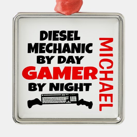 Diesel Mechanic Loopt videospellen af Metalen Ornament (Voorkant)