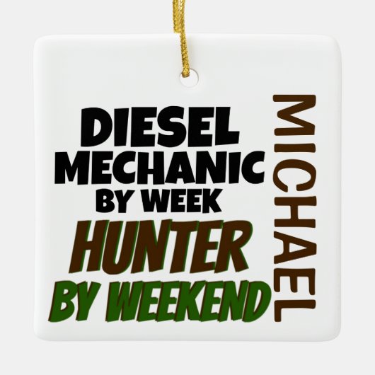 Diesel Mechanic Loves Hunting CUSTOM Keramisch Ornament (Voorkant)