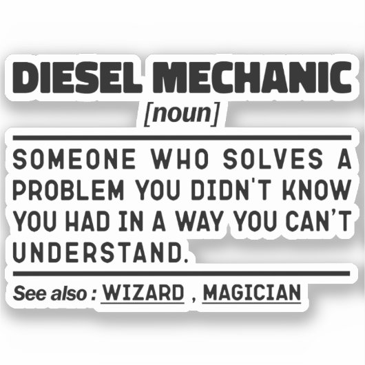 Diesel Mechanic Noun Professioneel Werknemer Funny Sticker (Voorkant)