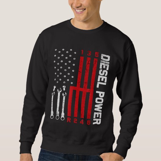 Diesel Mechanic Shifgear American Flag Drag R Trui (Voorkant)