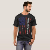 Diesel Mechanic Torque WFrench USA American Flag F T-shirt (Voorkant volledig)