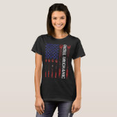 Diesel Mechanic Torque WFrench USA American Flag F T-shirt (Voorkant volledig)