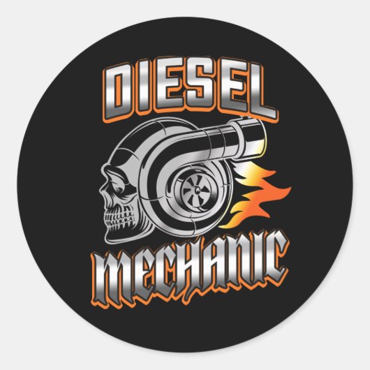 Diesel Mechanische Turbocompressor schedel Ronde Sticker (Voorkant)