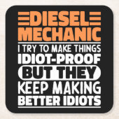 Diesel monteur Ik probeer dingen grappig te zeggen Kartonnen Onderzetters (Voorkant)