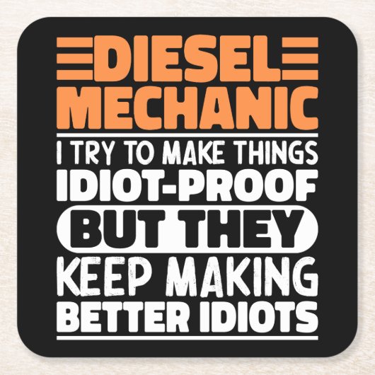 Diesel monteur Ik probeer dingen grappig te zeggen Kartonnen Onderzetters (Voorkant)