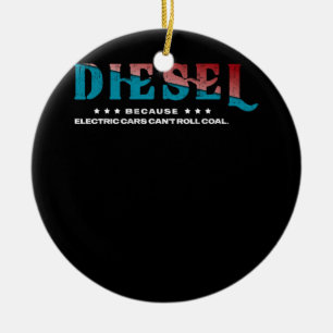 Diesel omdat elektrische auto's geen kolenwagen ku keramisch ornament