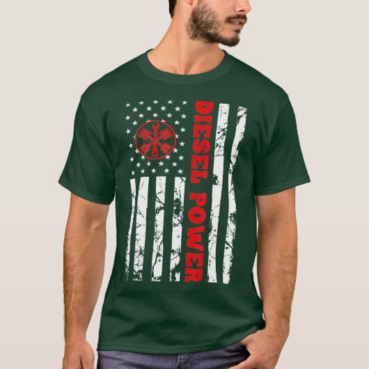 Diesel Power American Flag Thin Red Line Dizel T-shirt (Voorkant)