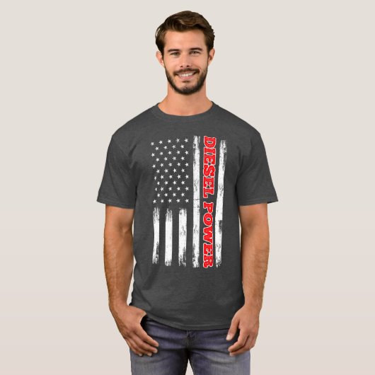 Diesel Power American Flag Turbo Truck T-shirt (Voorkant volledig)