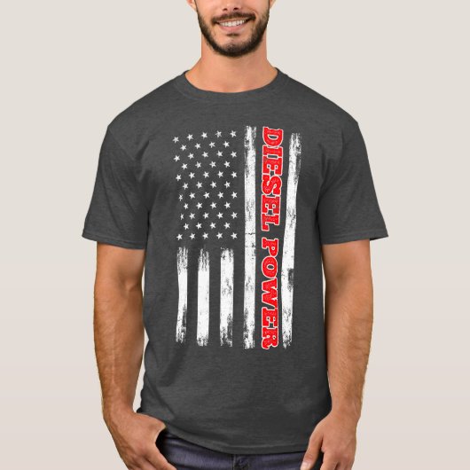 Diesel Power American Flag Turbo Truck T-shirt (Voorkant)