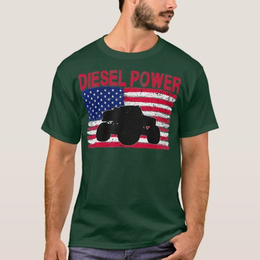 Diesel Power Flag Truck Turbo Mechanische T-shirt (Voorkant)