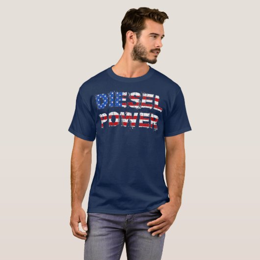 Diesel Power USA Flag Turbo Diesels Trucks Roll T-shirt (Voorkant volledig)