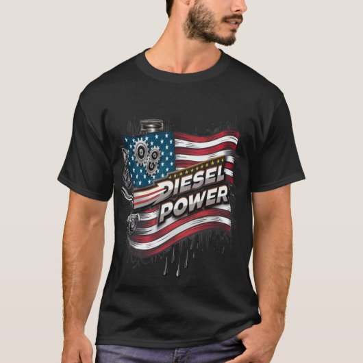 Diesel Power USA Turbo Vlag T-shirt (Voorkant)