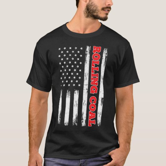 Diesel Rolling Coal American Flag Turbo Truck T-shirt (Voorkant)