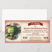  Diesel Train Birthday Party Invitation Red (Voorkant / Achterkant)