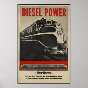Diesel Train Vintage Travel Poster en Retro Prints