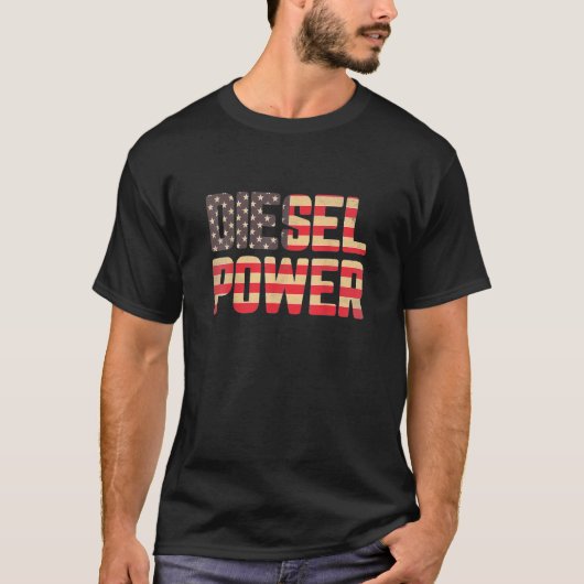 Diesel Truck Shirt American Flag Diesel Power Truc (Voorkant)