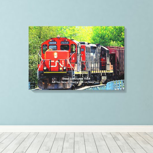 Diesellocomotief 7054 - Naam toevoegen Canvas Afdruk (Insitu (Houten vloer))