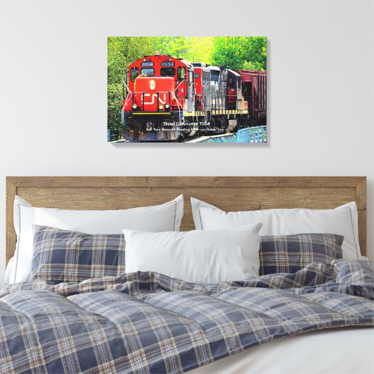 Diesellocomotief 7054 - Naam toevoegen Canvas Afdruk (Insitu (Slaapkamer))