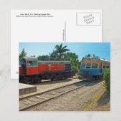 Diesellocomotief en treinwagenbijeenkomst briefkaart (Voorkant / Achterkant)